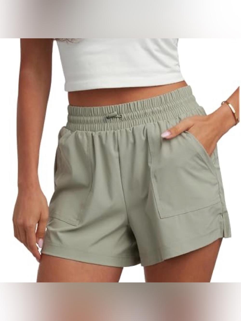 SPYDER L Light Olive Green Active FlexWeb Quick Dry Lined Shorts